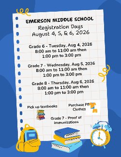 Registration Days for new school year 2026-2027